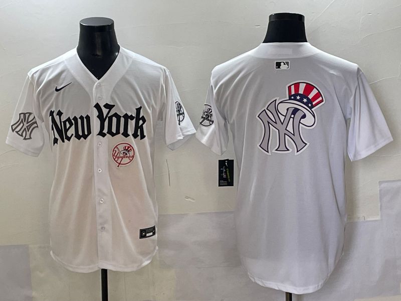 Men 2025 New York Yankees Blank White Five generations Joint Name Nike MLB Jersey style 77->new york yankees->MLB Jersey